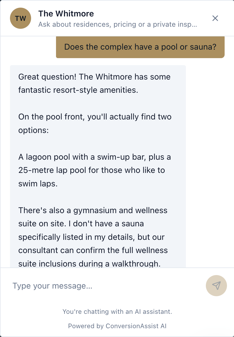 When something isn't in the knowledge base, the agent says so and hands it to the sales consultant instead of guessing.